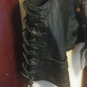 Black leather vest